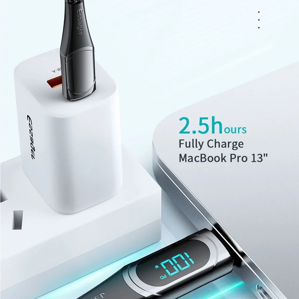 USB Type-C To USB C Cable 100W/5A PD Fast Charging Charger